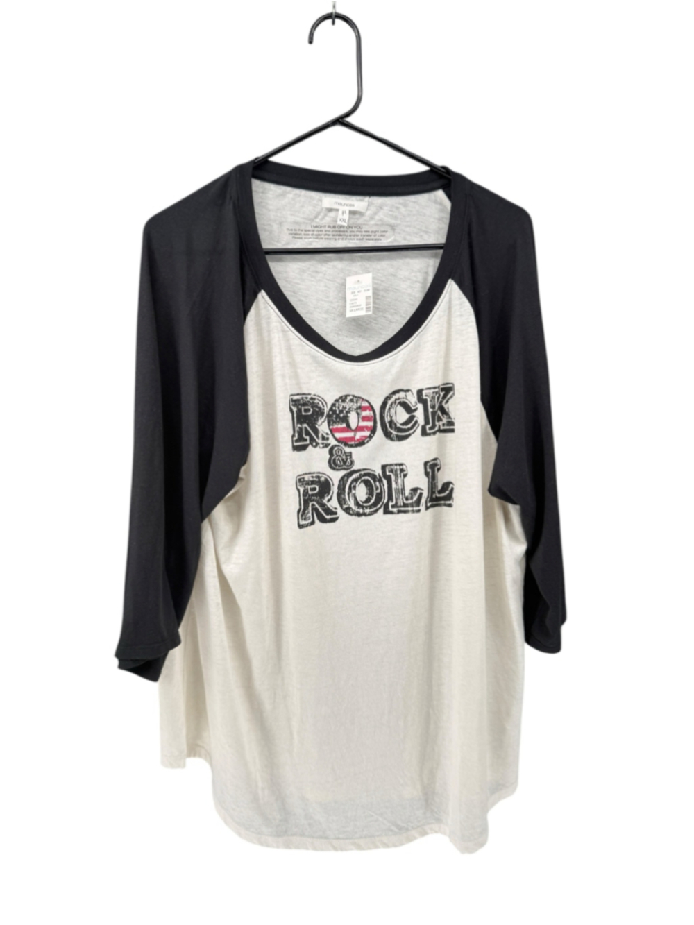 Women's Maurices Rock & Roll Baseball Tee Plus Size XXL White Black